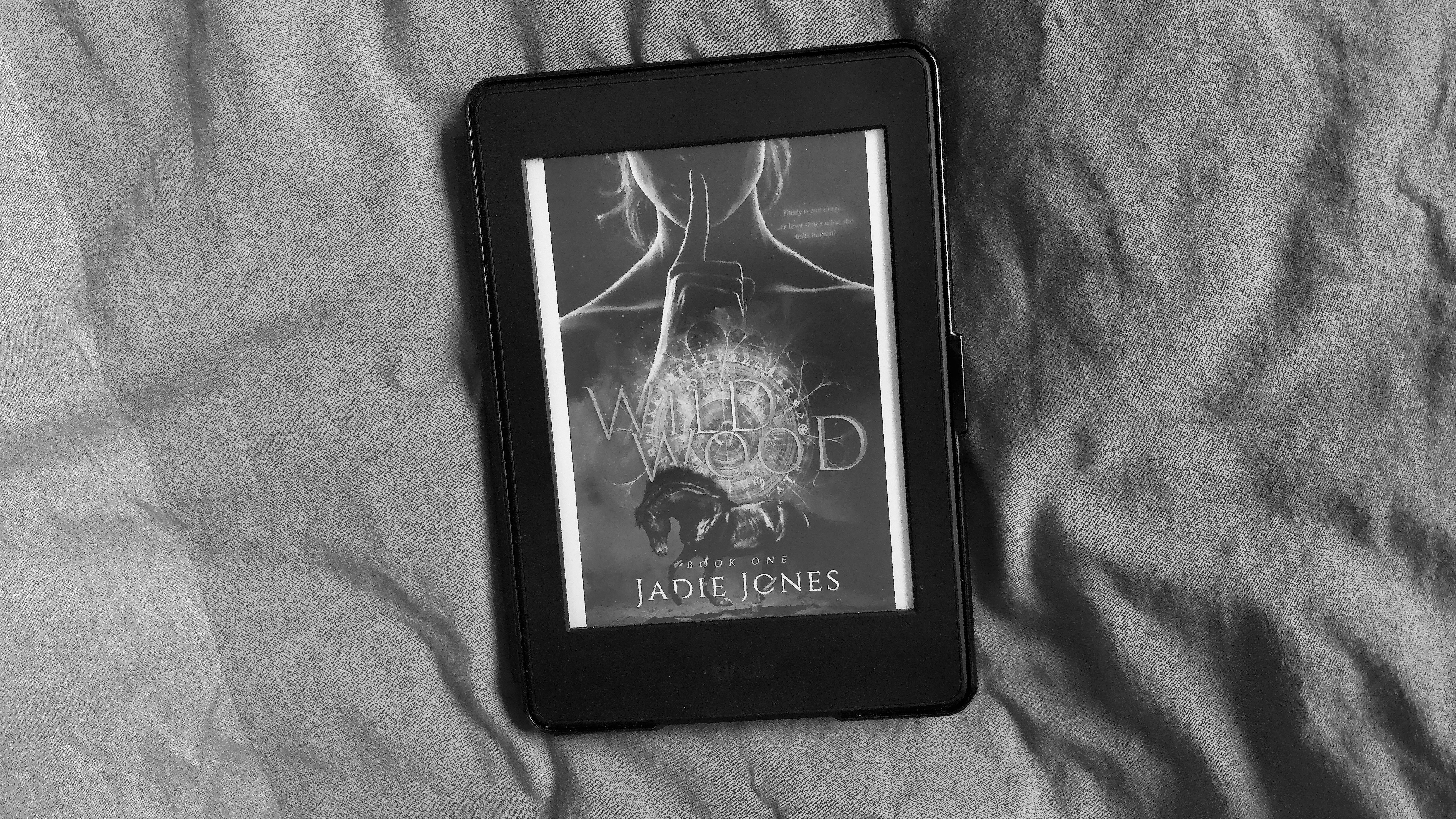 The Kindle verison of Wildwood's cover in black and white